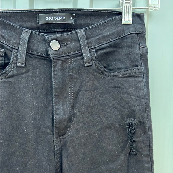 GJG Denim Rodeo Ripped Distressed Flare Fall Bell Bottom Black Flared Jeans 3 - Picture 3 of 11